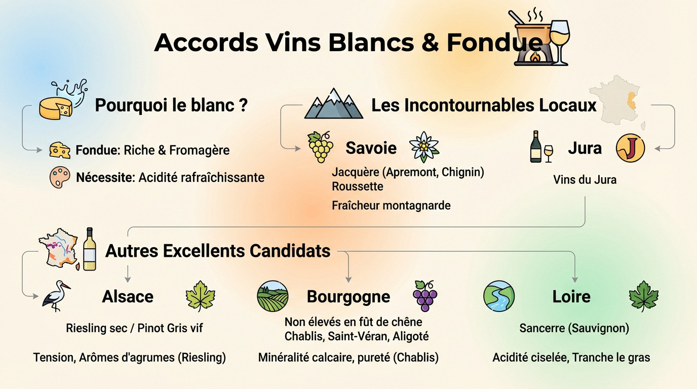 Sélection de vins blancs secs pour savoir que boire avec une fondue savoyarde