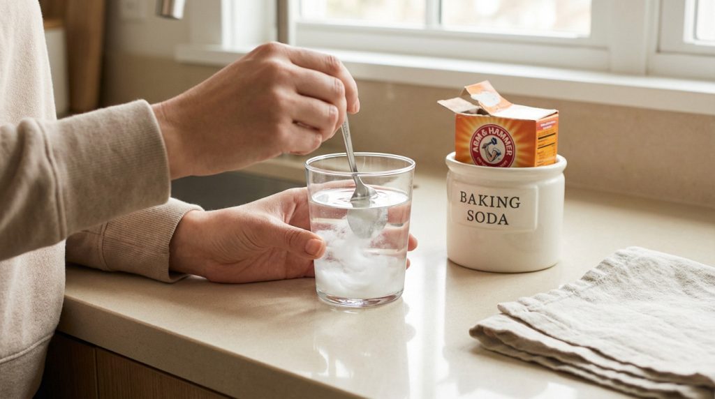 Bicarbonate de soude alimentaire en poudre pour soulager les maux d'estomac