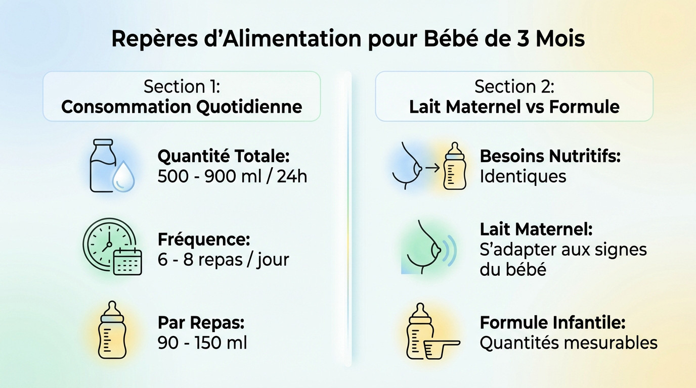 Bébé de 3 mois buvant son biberon avec appétit