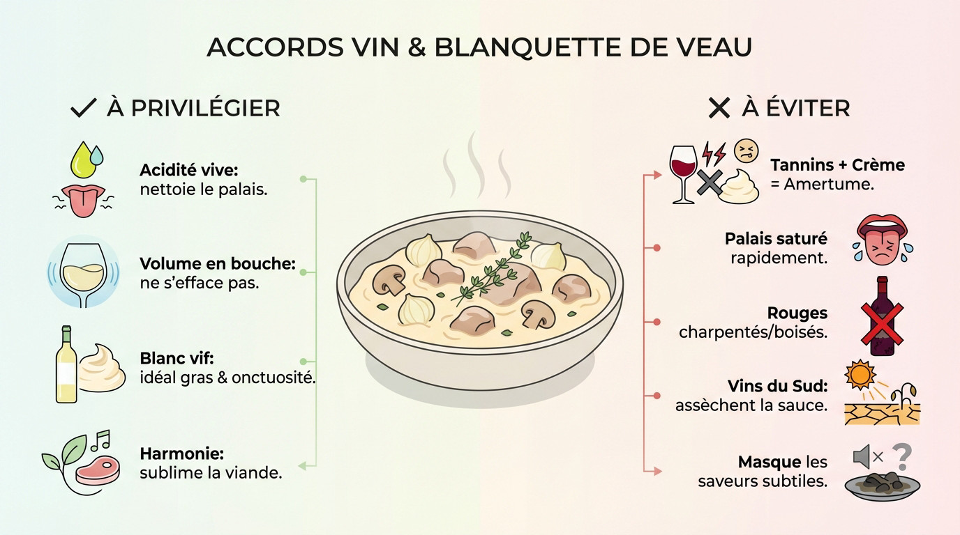 Accord vin blanc et blanquette de veau crémeuse