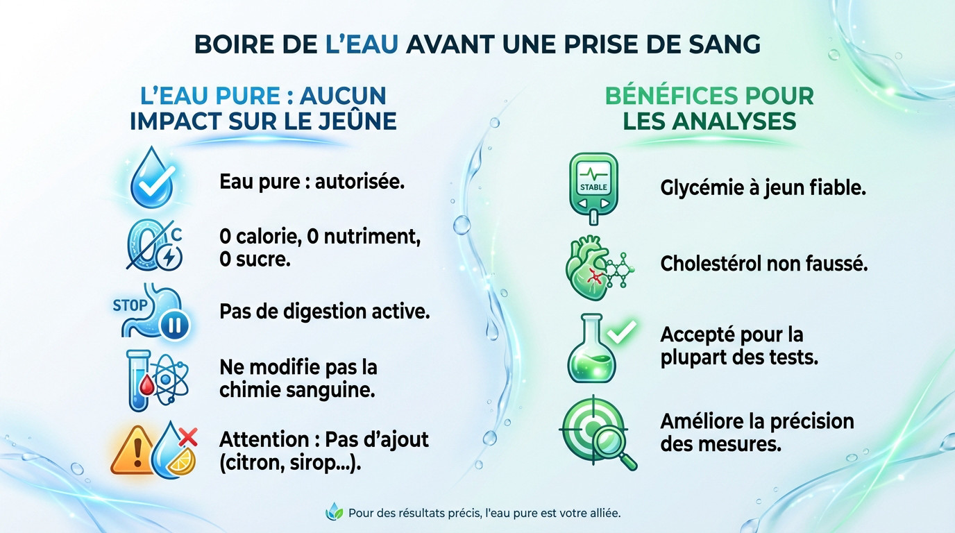 Verre d'eau plate autorisé avant une prise de sang à jeun