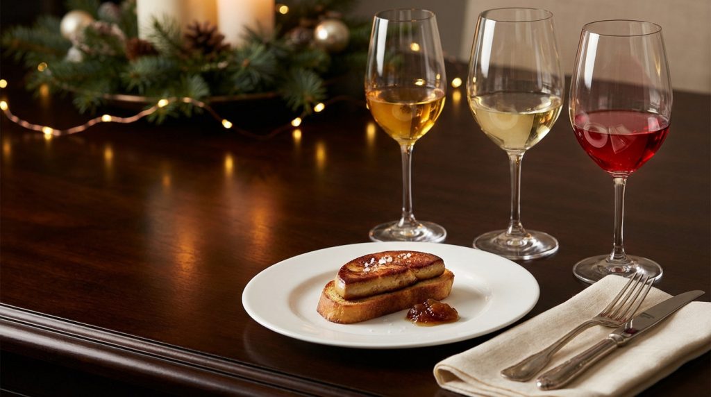 Accords mets et vins avec foie gras, incluant Champagne et blancs secs