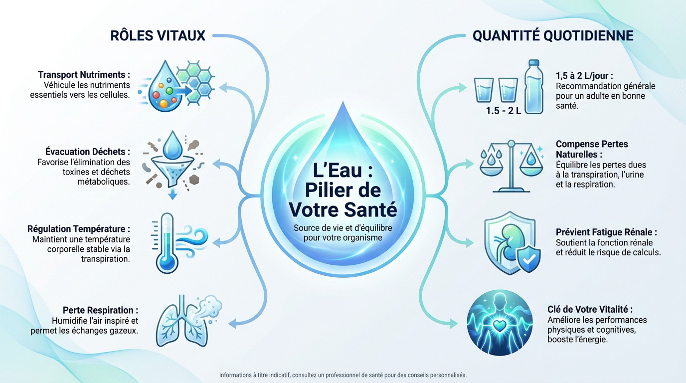 Verre d'eau fraîche indispensable pour l'hydratation quotidienne