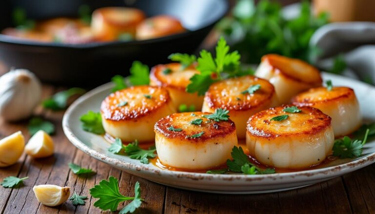 découvrez notre recette facile de saint-jacques poêlées à l'ail et au persil avec des astuces pour une cuisson parfaite et savoureuse.